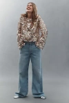 Sunday In Brooklyn Sheer Paillette Long-sleeve Top In Brown