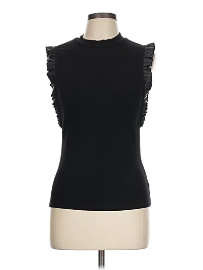 Pre-owned Sunday In Brooklyn Sleeveless Top Black Ruffles Neckline Tops