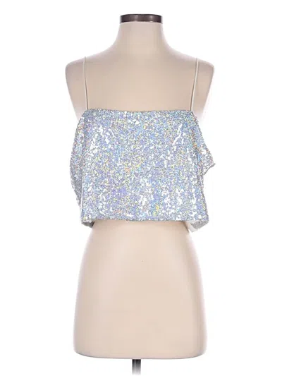 Pre-owned Sunday In Brooklyn Sleeveless Top Silver Strapless Neckline Tops