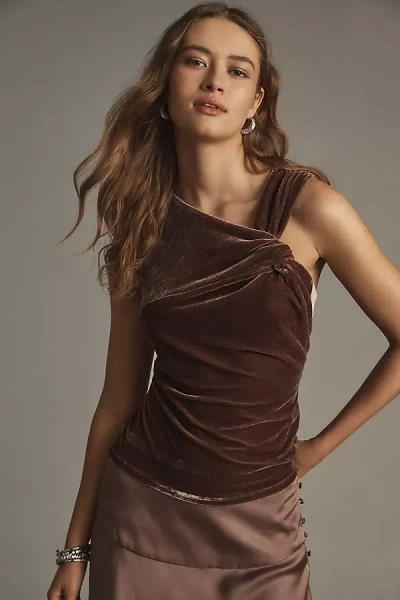 Sunday In Brooklyn Sleeveless Twist Blouse In Brown