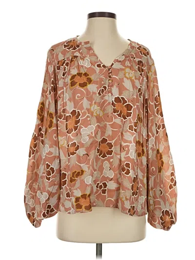 Pre-owned Sunday Morning Long Sleeve Blouse In Brown