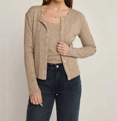 Sunday Ritual Alexis Rib Long Sleeve Cardigan In Taupe In Brown