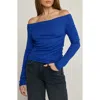 Sunday Ritual Angelica Off The Shoulder Rib Top In Blue