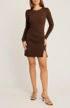 Sunday Ritual Emmy Long Sleeve Minidress In Brown