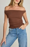 Sunday Ritual Ruched Off The Shoulder Rib Top