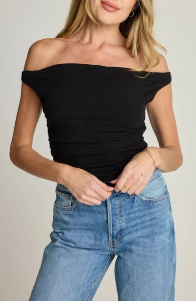 Sunday Ritual Ruched Off The Shoulder Rib Top