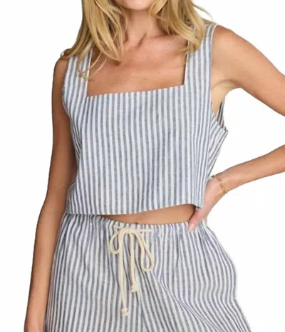 Sunday Ritual Women's Dahlia Linen Tank Top In Linen Stripe In Blue