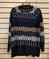 Sundays Round Neck With Vertical Bar Design Sweater In Blue/grey/tan In Multi