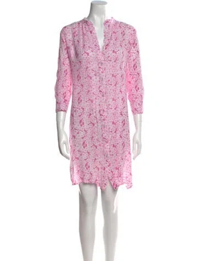 Pre-owned Sunday Saint-tropez Floral Print Knee-length Dress In Pink