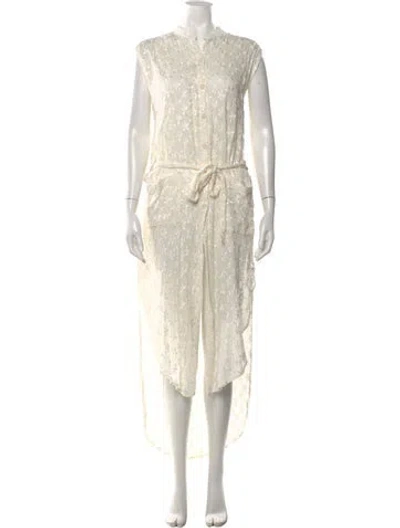 Pre-owned Sunday Saint-tropez Floral Print Long Dress In Neutral