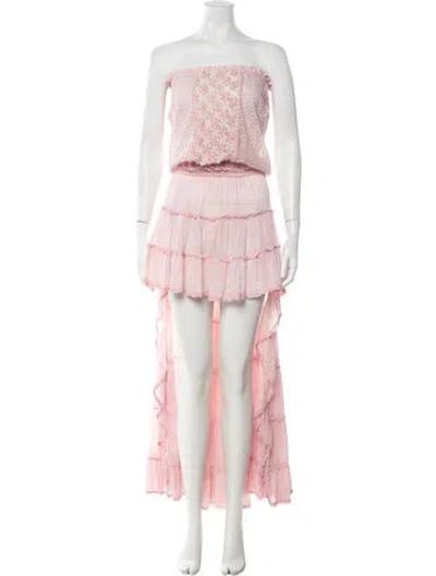 Pre-owned Sunday Saint-tropez Floral Print Long Dress In Pink