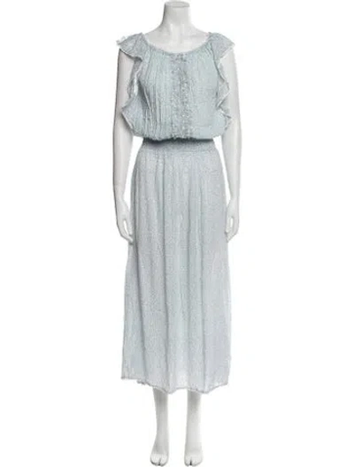 Pre-owned Sunday Saint-tropez Floral Print Long Dress W/ Tags In Blue