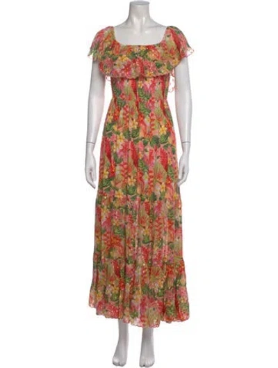 Pre-owned Sunday Saint-tropez Floral Print Long Dress W/ Tags In Multi