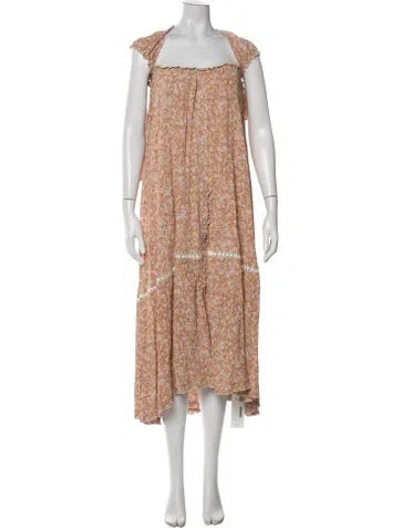Pre-owned Sunday Saint-tropez Floral Print Midi Length Dress In Neutral