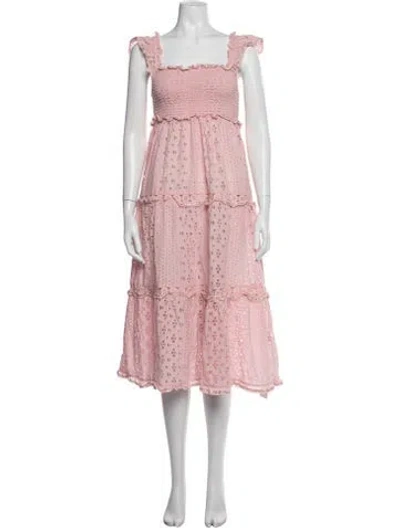 Pre-owned Sunday Saint-tropez Floral Print Midi Length Dress In Pink