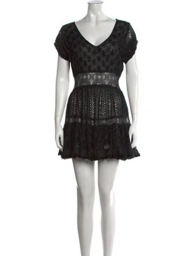 Pre-owned Sunday Saint-tropez Floral Print Mini Dress In Black