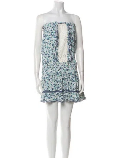 Pre-owned Sunday Saint-tropez Floral Print Mini Dress In Blue