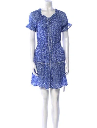 Pre-owned Sunday Saint-tropez Floral Print Mini Dress In Blue