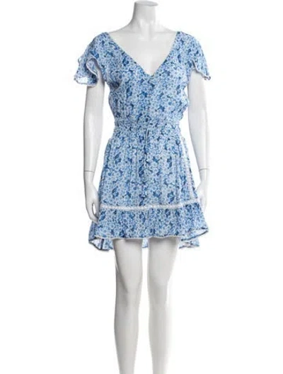 Pre-owned Sunday Saint-tropez Floral Print Mini Dress In Blue