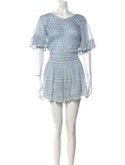 Pre-owned Sunday Saint-tropez Floral Print Mini Dress In Blue