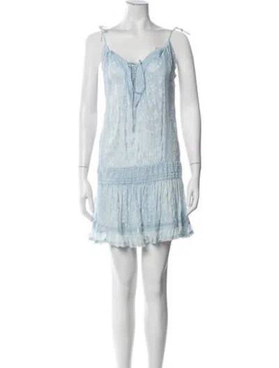 Pre-owned Sunday Saint-tropez Floral Print Mini Dress In Blue