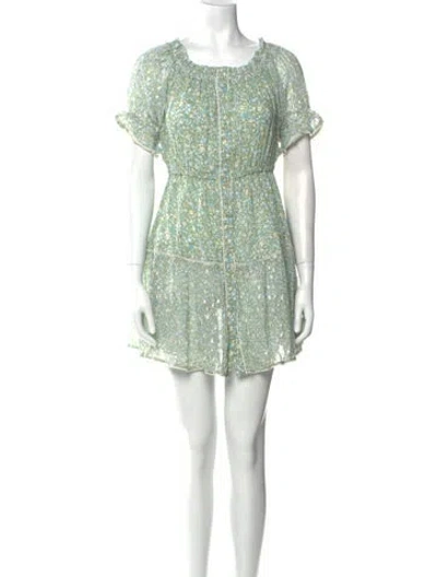 Pre-owned Sunday Saint-tropez Floral Print Mini Dress In Green