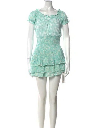 Pre-owned Sunday Saint-tropez Floral Print Mini Dress In Green