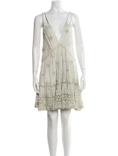 Pre-owned Sunday Saint-tropez Floral Print Mini Dress In Green