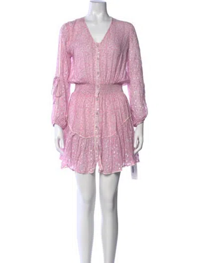 Pre-owned Sunday Saint-tropez Floral Print Mini Dress In Metallic/pink