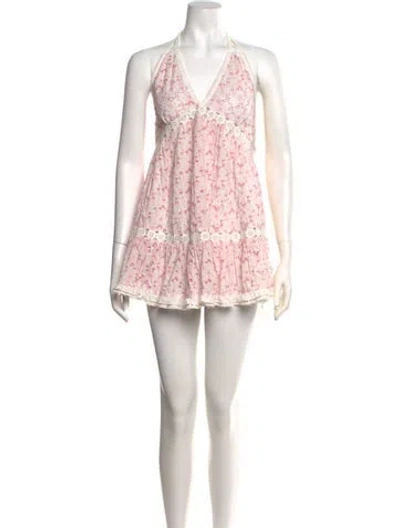 Pre-owned Sunday Saint-tropez Floral Print Mini Dress In Pink