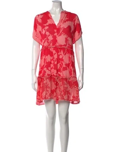Pre-owned Sunday Saint-tropez Floral Print Mini Dress In Red