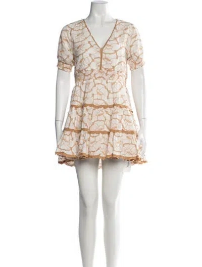 Pre-owned Sunday Saint-tropez Floral Print Mini Dress W/ Tags In Neutrals