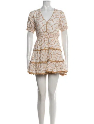 Pre-owned Sunday Saint-tropez Floral Print Mini Dress W/ Tags In Neutrals