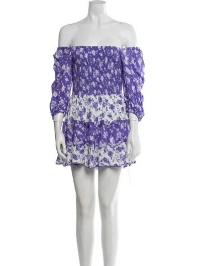 Pre-owned Sunday Saint-tropez Floral Print Mini Dress W/ Tags In Purple