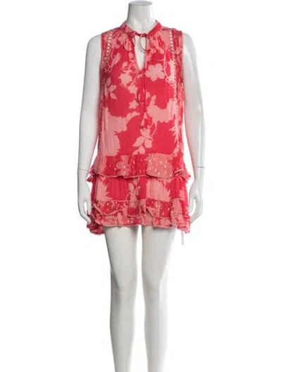 Pre-owned Sunday Saint-tropez Floral Print Mini Dress W/ Tags In Red