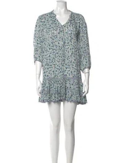 Pre-owned Sunday Saint-tropez Floral Print Mini Dress In White