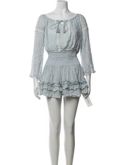 Pre-owned Sunday Saint-tropez Floral Print Skirt Set In Blue
