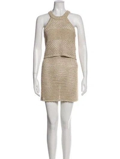 Pre-owned Sunday Saint-tropez Glitter Accents Skirt Set In Neutral