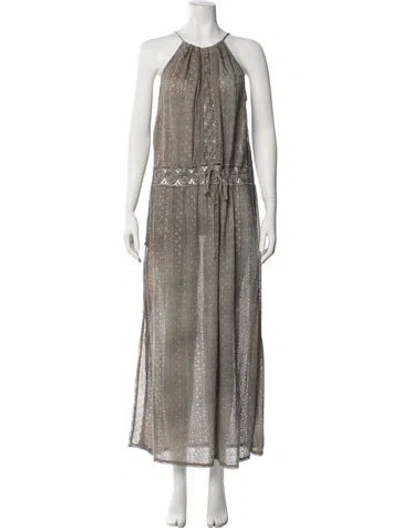 Pre-owned Sunday Saint-tropez Lace Pattern Long Dress In Neutrals