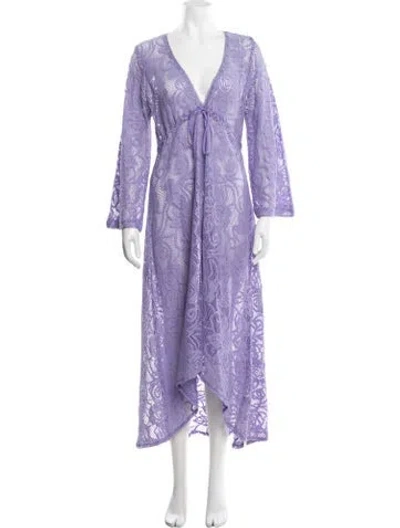 Pre-owned Sunday Saint-tropez Lace Pattern Long Dress In Purple