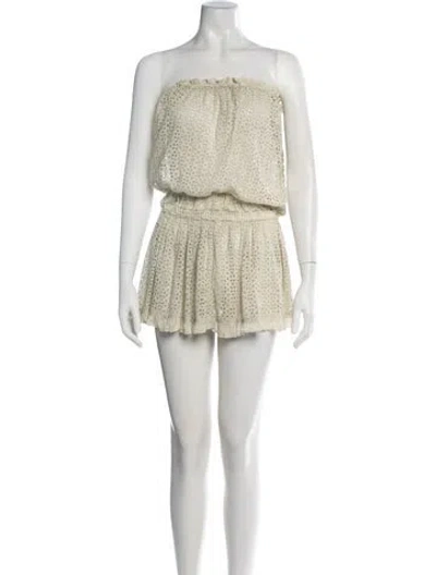 Pre-owned Sunday Saint-tropez Lace Pattern Mini Dress In Neutrals