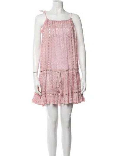 Pre-owned Sunday Saint-tropez Lace Pattern Mini Dress In Pink