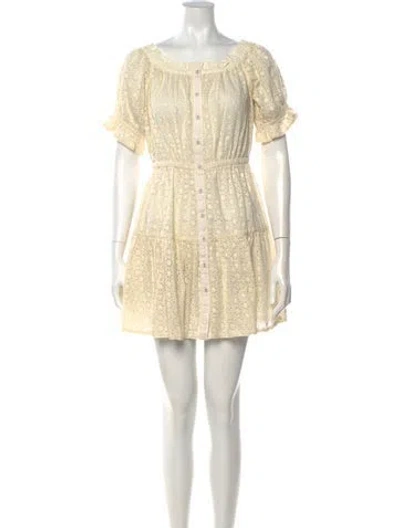 Pre-owned Sunday Saint-tropez Lace Pattern Mini Dress W/ Tags In Neutrals