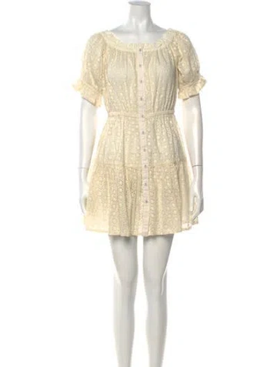 Pre-owned Sunday Saint-tropez Lace Pattern Mini Dress W/ Tags In Neutrals
