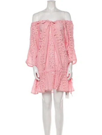 Pre-owned Sunday Saint-tropez Lace Pattern Mini Dress W/ Tags In Pink