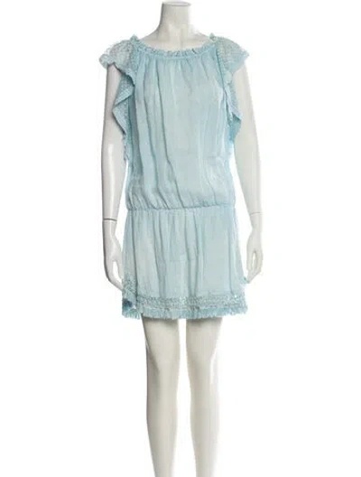 Pre-owned Sunday Saint-tropez Linen Mini Dress In Blue