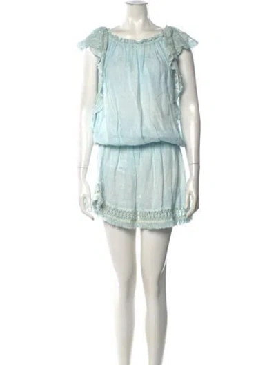Pre-owned Sunday Saint-tropez Linen Mini Dress In Blue