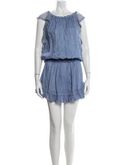 Pre-owned Sunday Saint-tropez Linen Mini Dress In Blue
