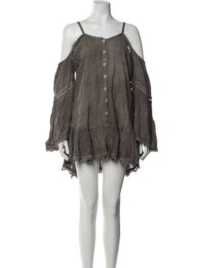 Pre-owned Sunday Saint-tropez Linen Mini Dress In Brown