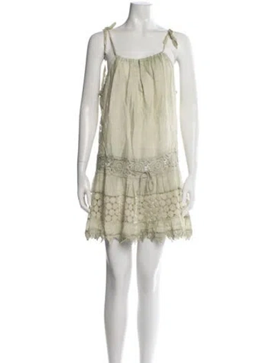 Pre-owned Sunday Saint-tropez Linen Mini Dress In Green